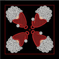 Motif de broderie FSL Père Noël avec bonnet rouge et barbe en volutes pour boucles d’oreilles et breloques, plaque de 4 motifs pour cadre 10x10