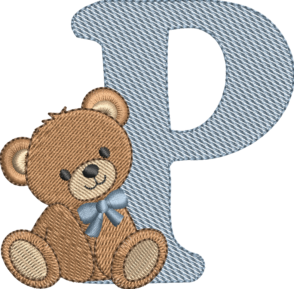Alphabet Nounours – Monogrammes Ourson – 26 Lettres – Motifs de Broderie Machine 10x10