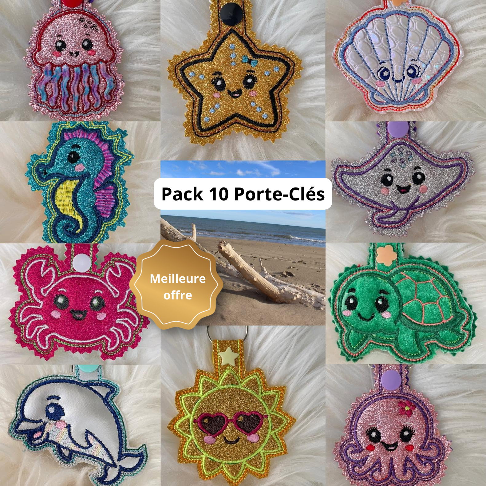 Pack 10 Porte-Clés Océan 3D