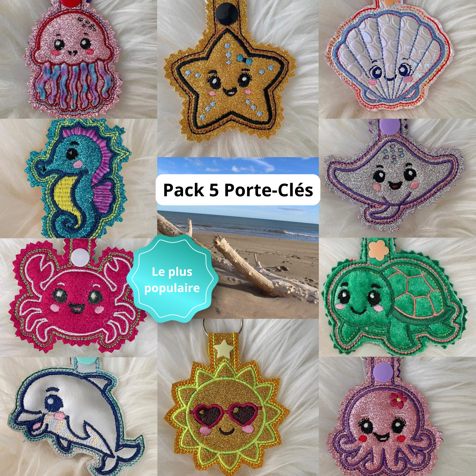 Pack 5 Porte-Clés Océan 3D