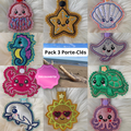 Pack 3 Porte-Clés Océan 3D