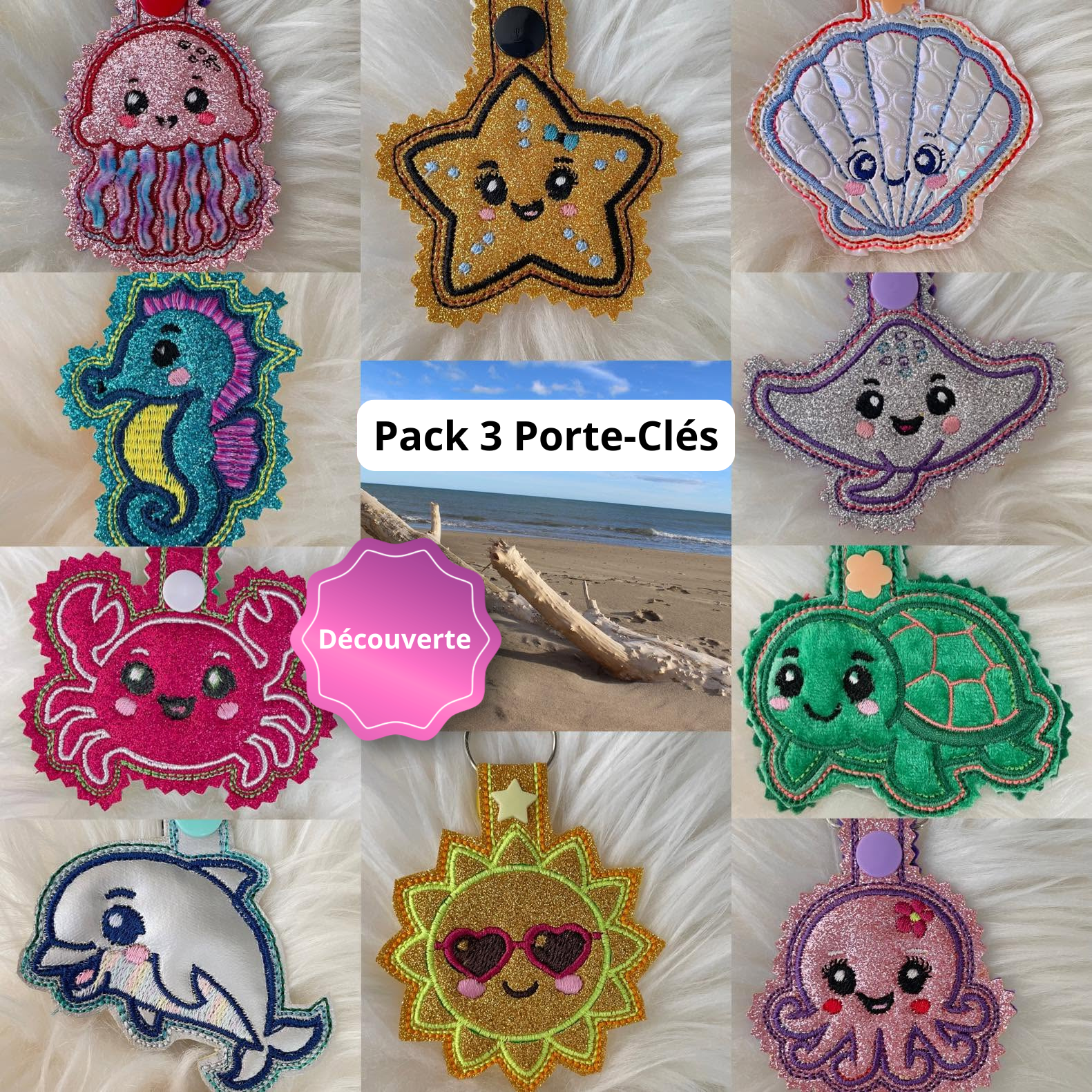 Pack 3 Porte-Clés Océan 3D