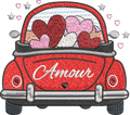 Petite décapotable d'amour - Motif de broderie - Format disponible 10x10, 15x15 oui 18x13 et pack 2 tailles
