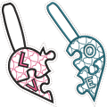Porte clés ITH Duo Coeur Puzzle - Motif de Broderie - Format disponible 10x10