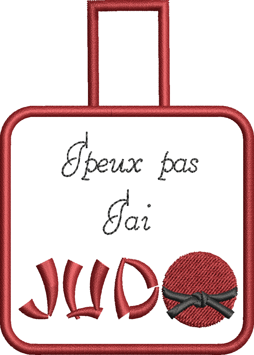 Porte-clé ITH J'peux pas, j'ai Judo 10x10 | Motif Broderie Machine Judoka