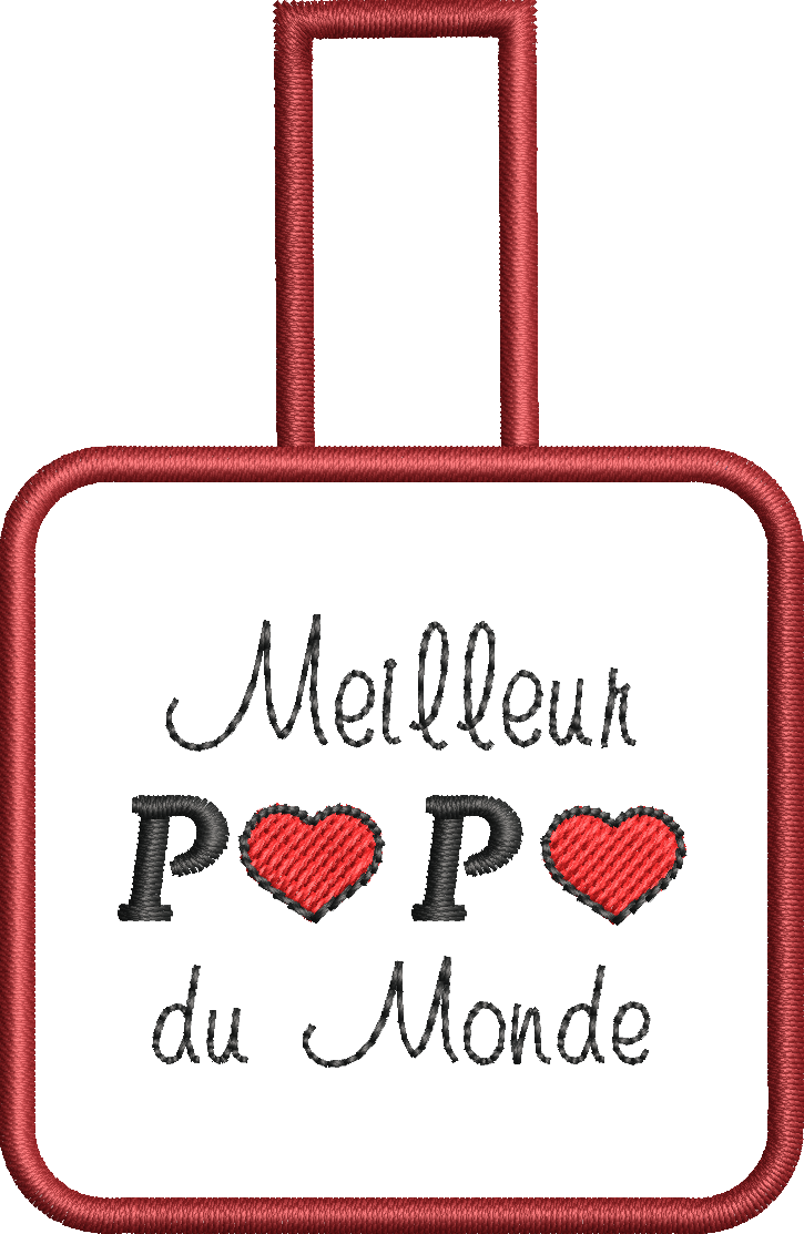 Porte-clé ITH Meilleur Papa du Monde Version Carrée | Cadeau Broderie Fête des Pères - 10x10