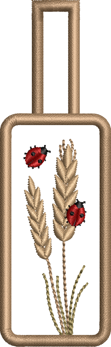 Porte-clé ITH Blé et Coccinelles 10x10 | Motif Broderie Machine Champêtre