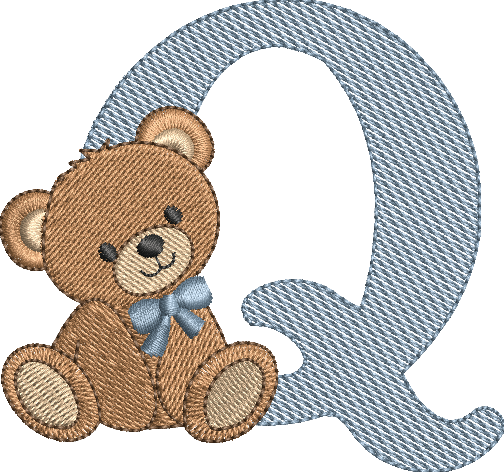 Alphabet Nounours – Monogrammes Ourson – 26 Lettres – Motifs de Broderie Machine 10x10