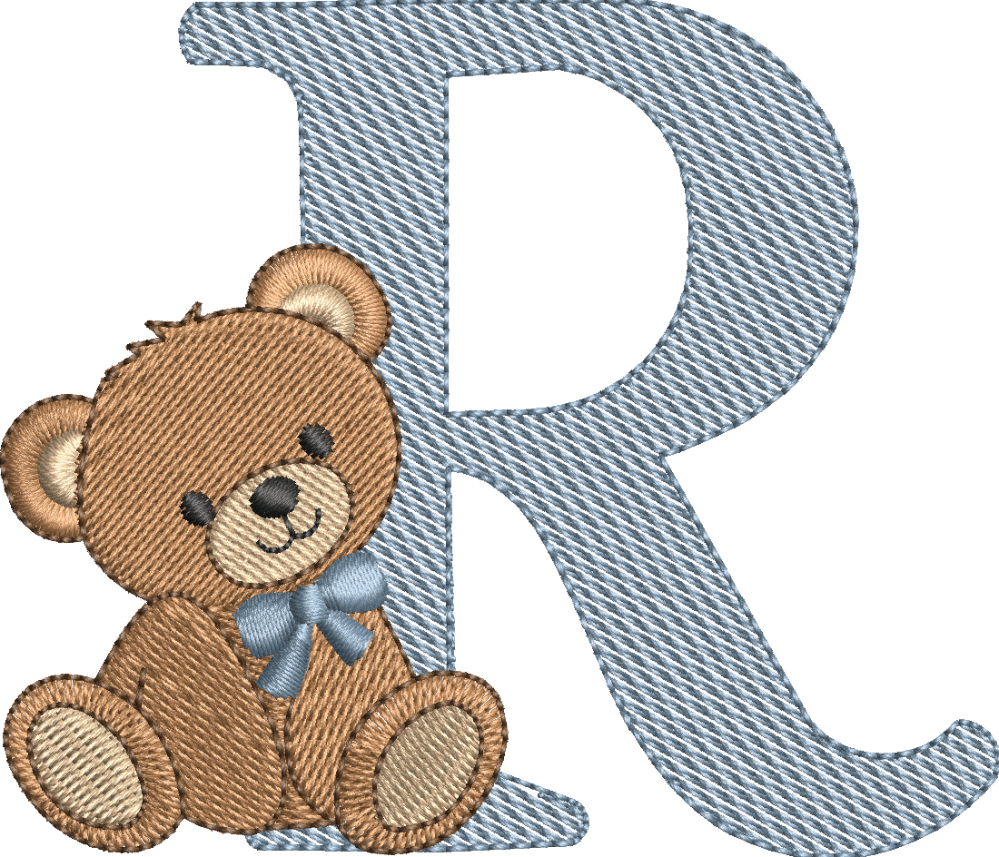 Alphabet Nounours – Monogrammes Ourson – 26 Lettres – Motifs de Broderie Machine 10x10