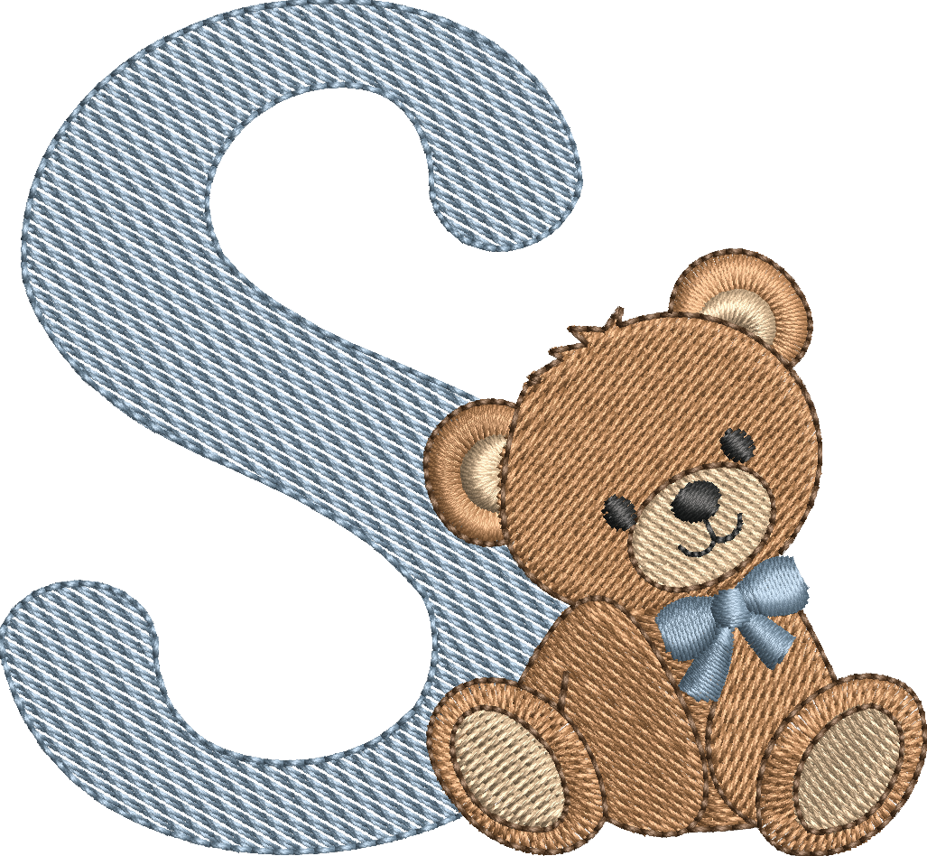 Alphabet Nounours – Monogrammes Ourson – 26 Lettres – Motifs de Broderie Machine 10x10
