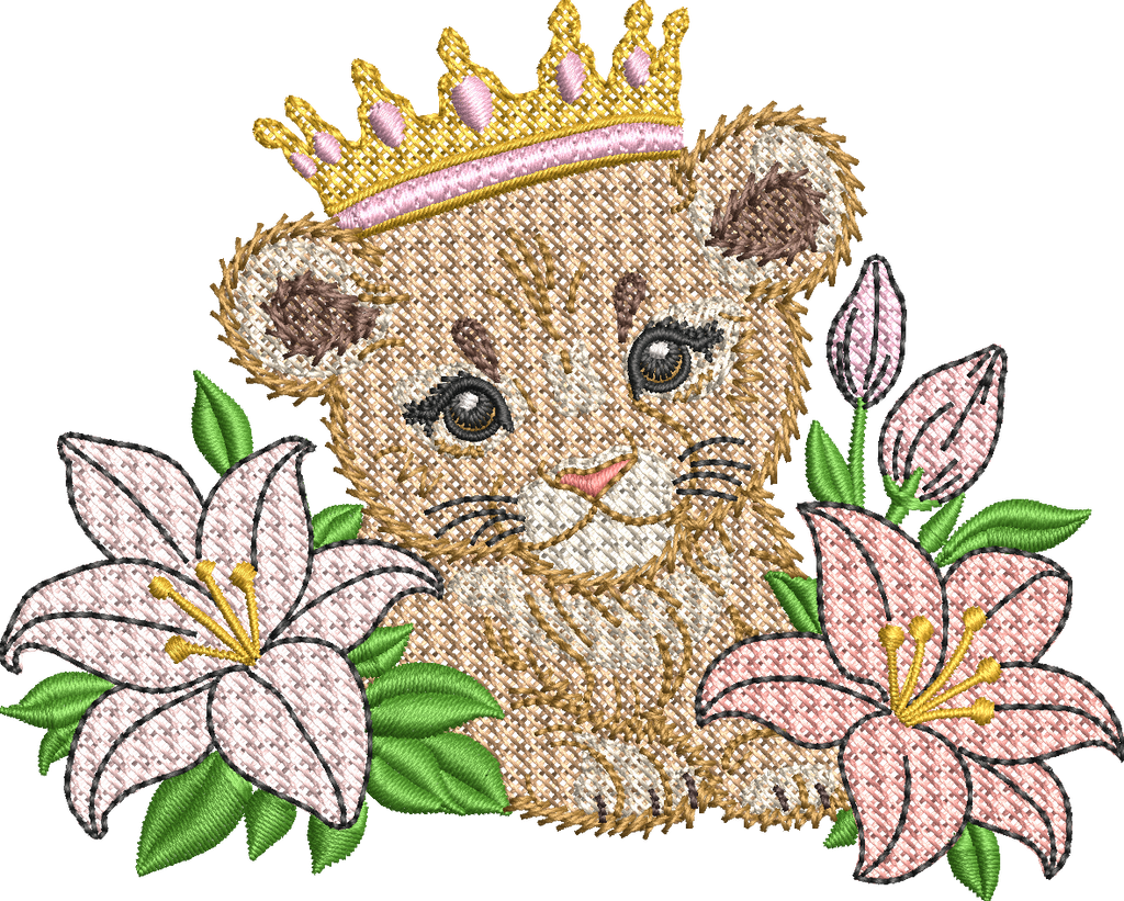 Sa Majesté Lionceau - Motif de Borderie - Format disponible Pack 4 tailles, 10x10, 15x15, 18x13, 26x16 ou 20x20