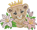 Sa Majesté Lionceau - Motif de Borderie - Format disponible Pack 4 tailles, 10x10, 15x15, 18x13, 26x16 ou 20x20