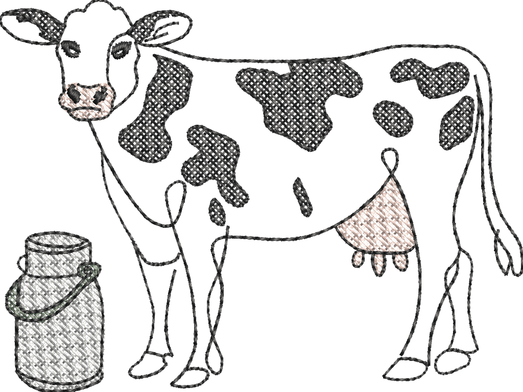 Vache laitière - Motif de broderie - Format disponible 10x10