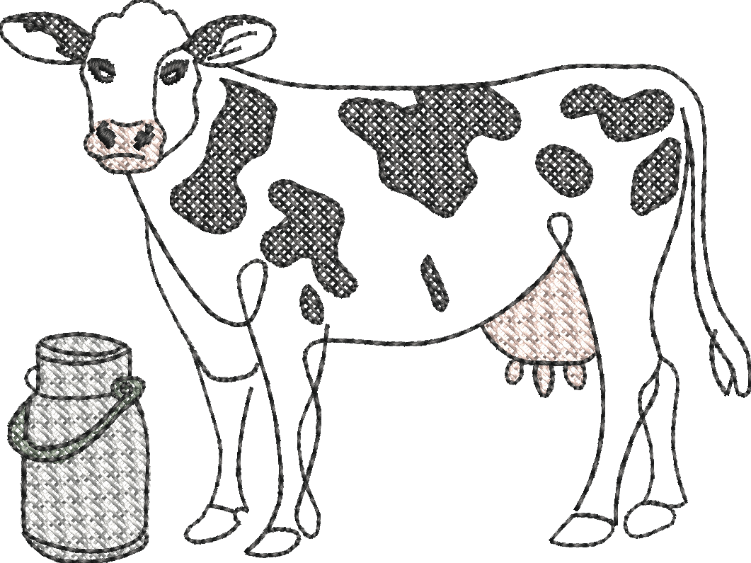 Vache laitière - Motif de broderie - Format disponible 10x10