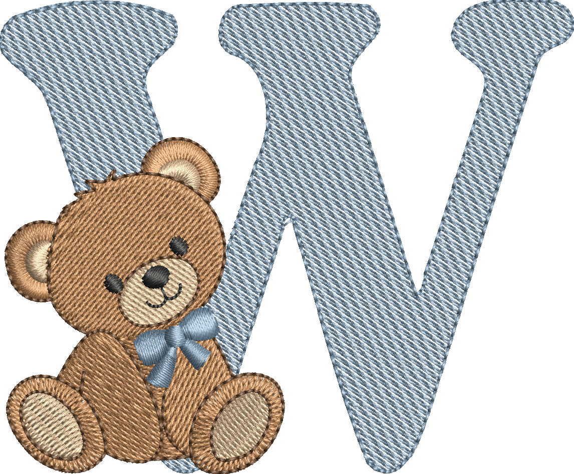 Alphabet Nounours – Monogrammes Ourson – 26 Lettres – Motifs de Broderie Machine 10x10