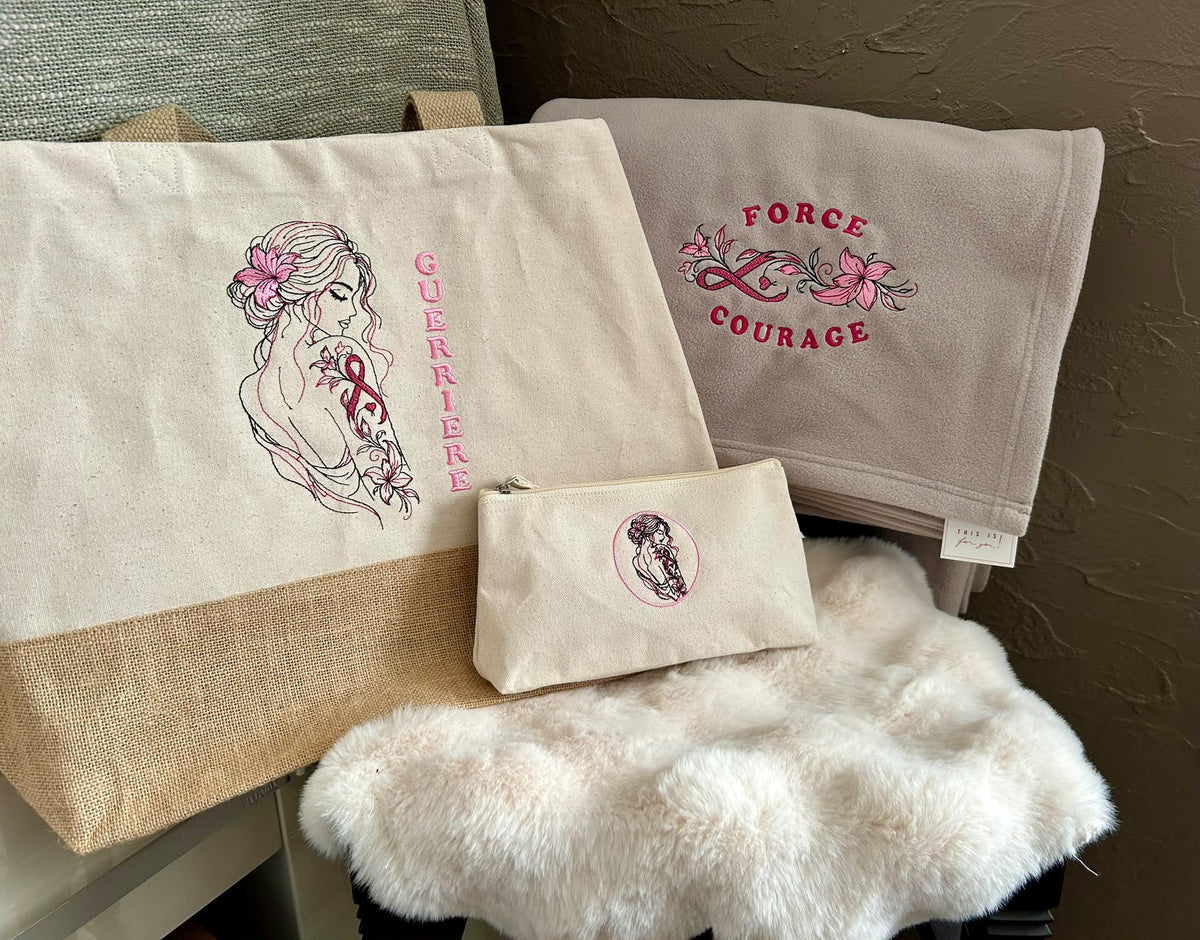 PRÉCOMMANDE – Pack Guerrière Octobre Rose – Sac + Plaid + Trousse – Édition Limitée