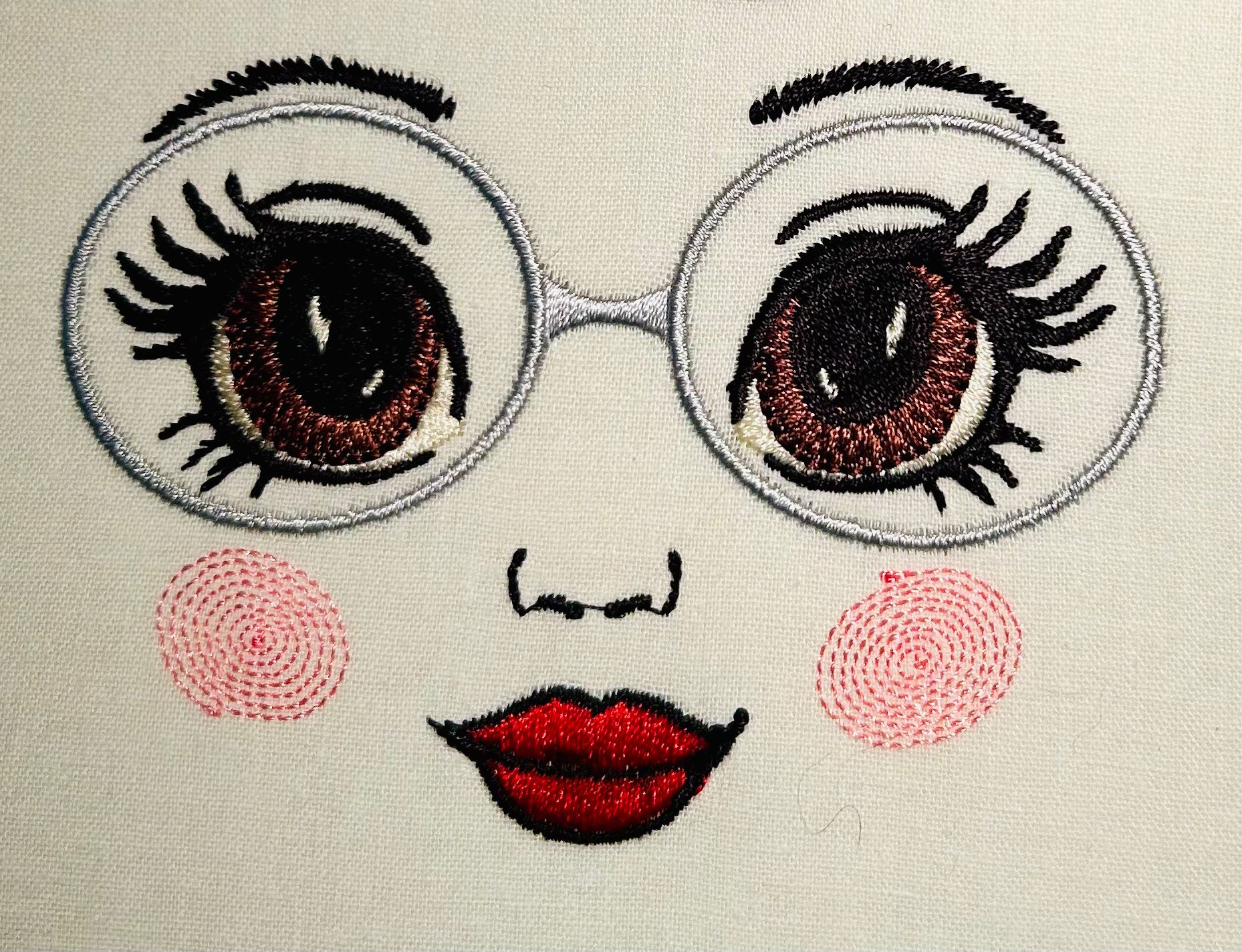 Visages de poupée - Motif de broderie - Pack 7 visages - 2 tailles 72x56 et 92x72