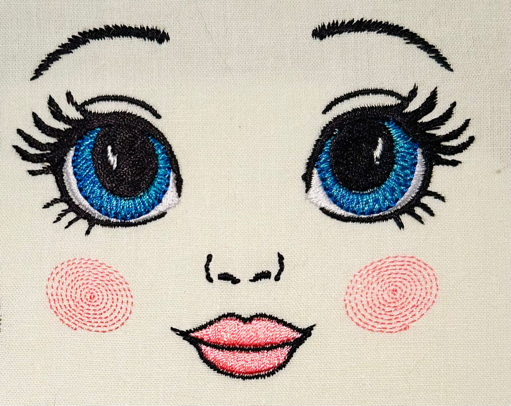 Visages de poupée - Motif de broderie - Pack 7 visages - 2 tailles 72x56 et 92x72