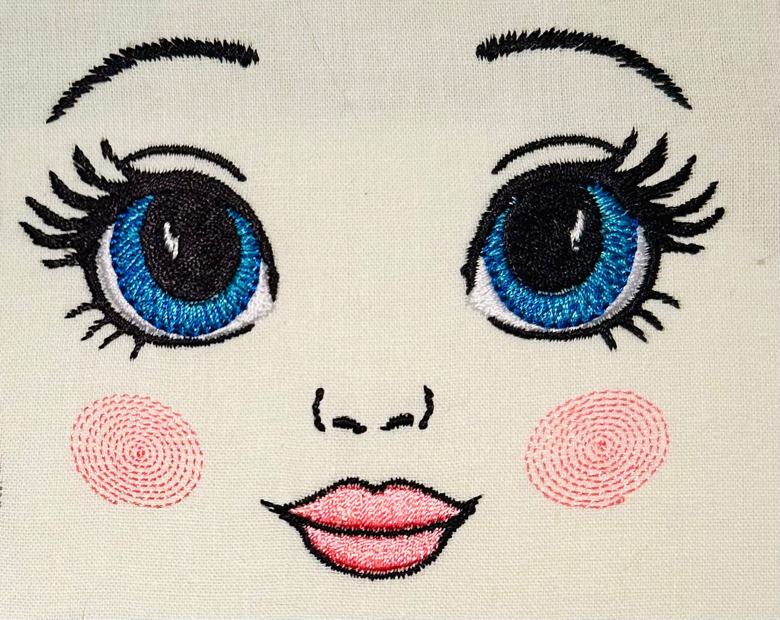 Visages de poupée - Motif de broderie - Pack 7 visages - 2 tailles 72x56 et 92x72