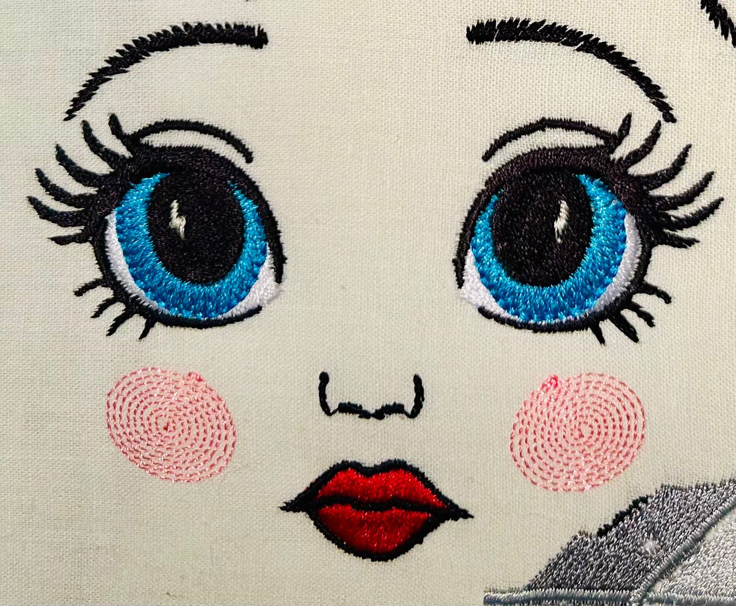 Visages de poupée - Motif de broderie - Pack 7 visages - 2 tailles 72x56 et 92x72