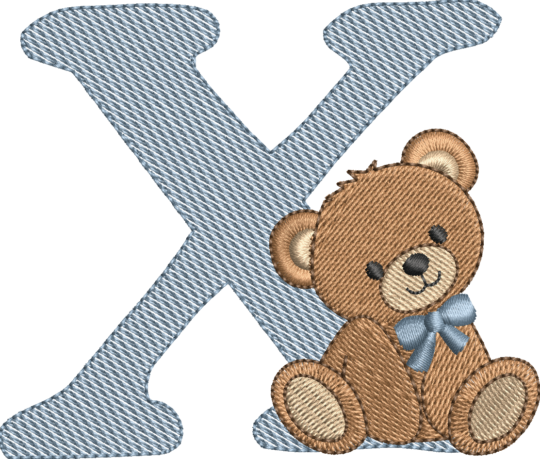 Alphabet Nounours – Monogrammes Ourson – 26 Lettres – Motifs de Broderie Machine 10x10