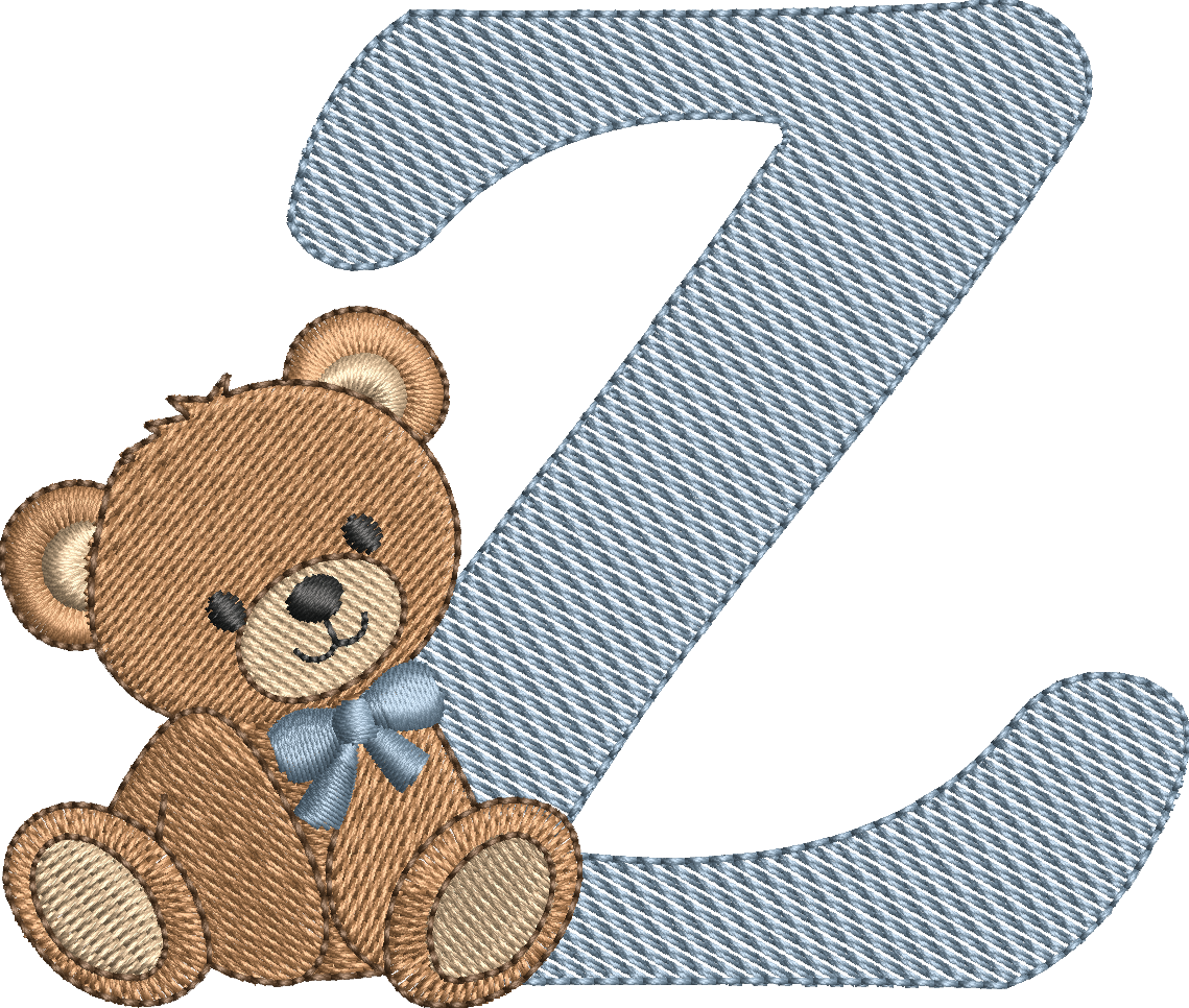 Alphabet Nounours – Monogrammes Ourson – 26 Lettres – Motifs de Broderie Machine 10x10