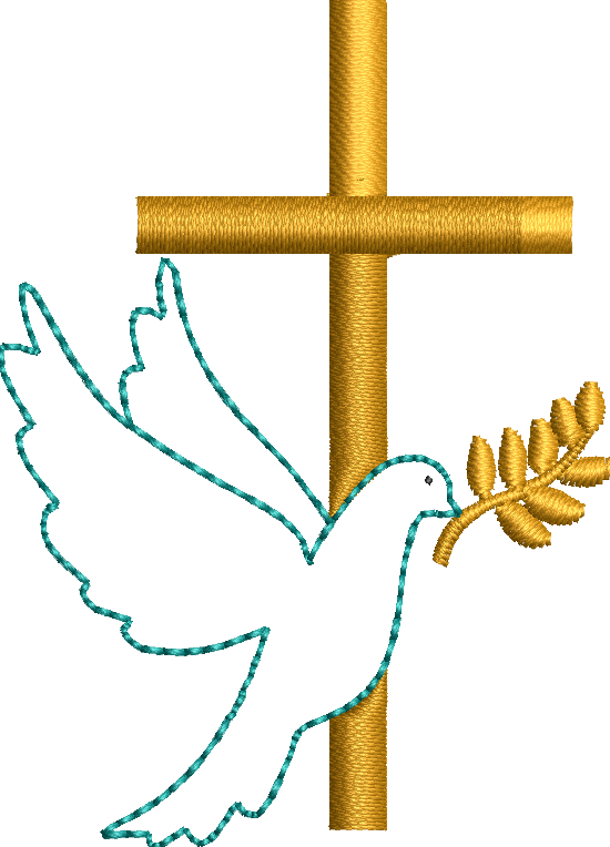 Motif Broderie Baptême Croix et Colombe 10x10 | Croix Fine ou Croix Pleine