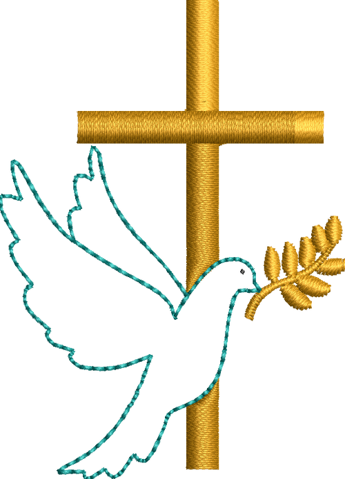 Motif Broderie Baptême Croix et Colombe 10x10 | Croix Fine ou Croix Pleine