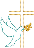 Motif Broderie Baptême Croix Fine et Colombe 10x10 | Symbole de Paix et de Foi