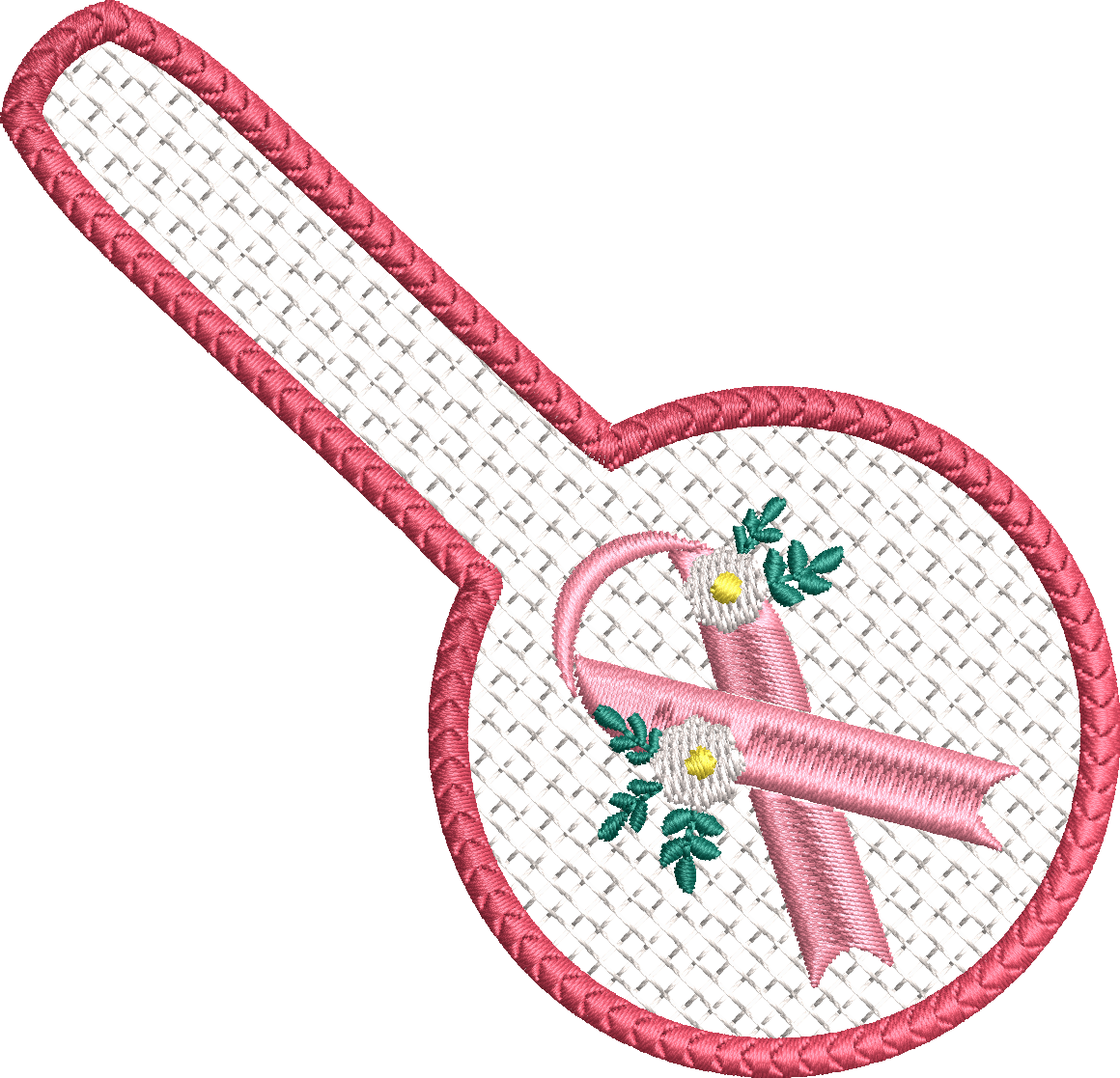 Porte-clé ITH Ruban Octobre Rose – Motif Gratuit - Fichier Broderie Disponible 10x10
